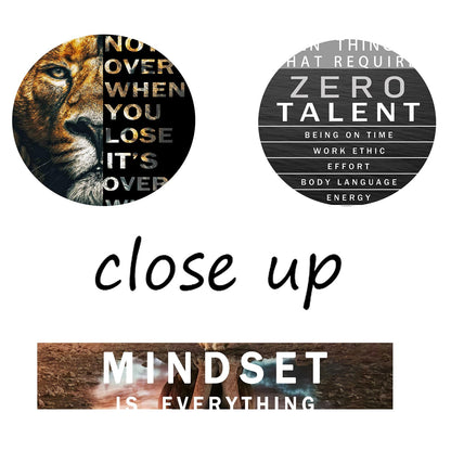 Lion Motivational Wall Decor Inspirational Quotes Wall Art Canvas Zero Talent Poster Print 3 Panel Animal Picture Artwork for Living Room Bedroom Office Home Decor Framed Ready to Hang [48''Wx 24''H]