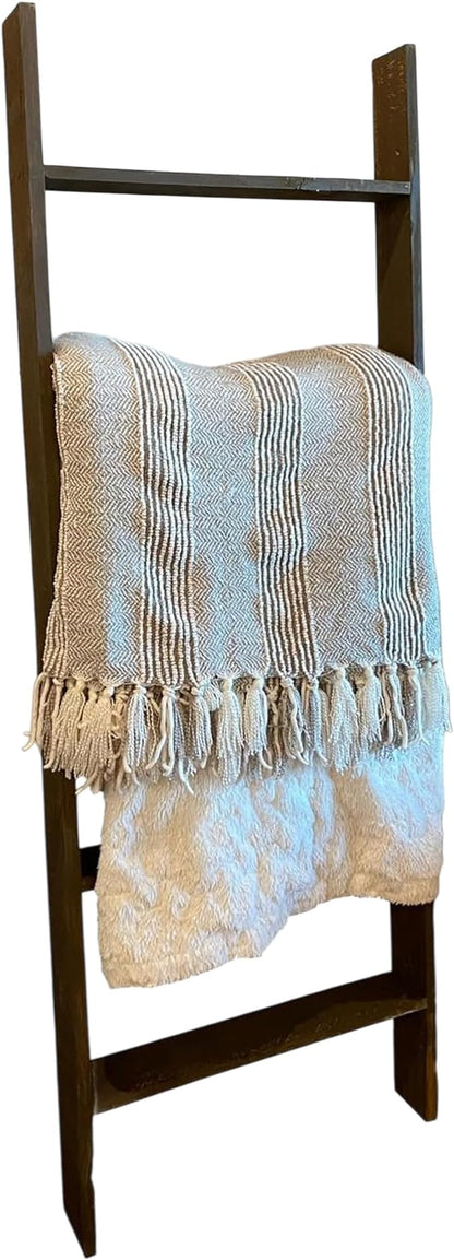BARNWOODUSA Throw Blanket Ladder – Fully Assembled Reclaimed Wood – Rustic Decorative Ladder for Towels, Quilts, & More – Perfect Farmhouse Decor for Bathroom, Porch, or Living Room,5ft18.
