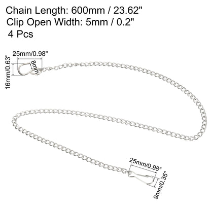 MECCANIXITY Hanging Chain with Hooks Clips 23.62 Inch Garden Plant Hangers for Signboard Chalkboard Basket Lantern Wind Chime, Stainless Steel Pack of 4