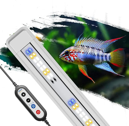 AQUASMITH Aquarium Light,Fish More Red Water is Not,Specific Full Spectrum Fish Tank Light,Comes with Two Mounting Brackets, Timing Function, Memory Feature, Adjustable Brightness, IP68 (22IN)