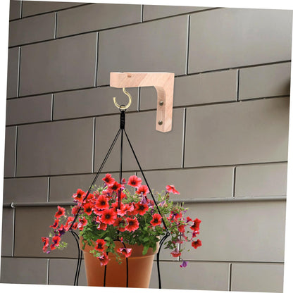 VICASKY Wooden Plant Hanger Hooks 2pcs Heavy-Duty Wall Mount Brackets for Hanging Indoor and Outdoor Flowerpots, Natural Wood Hanging Plant Stand for Garden and Home