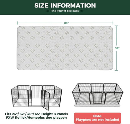 FXW Washable Pee Pads for Dogs, Puppy Pads with Super Absorbent, Specifically Designed for FXW Rollick/Homeplus 24inch 8 Panels Dog Playpen, 39" x 85" Rectangle, Khaki, 1 Pack