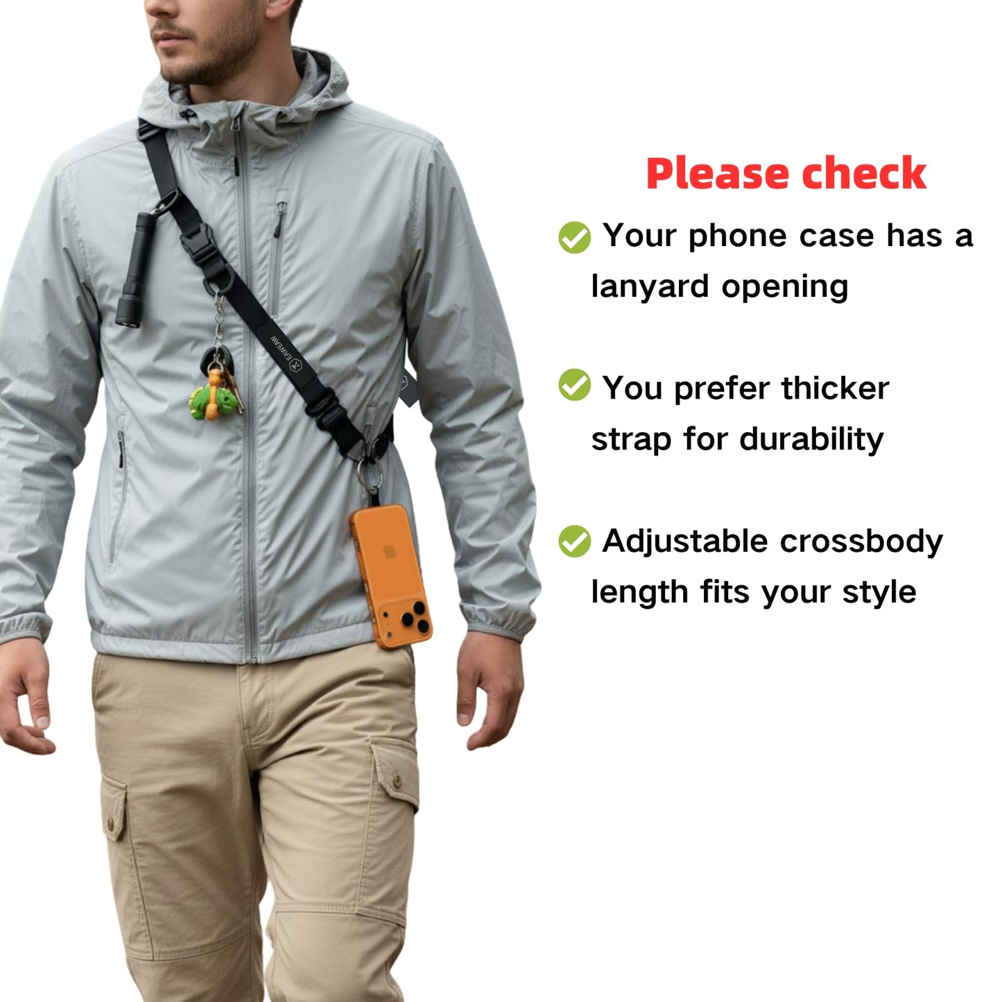 EAWEAW Heavy Duty Phone Lanyard Crossbody, Thick Adjustable Strap for iPhone & Android, Hands-Free Neck Strap with Secure Patch, Durable Anti-Drop Crossbody Phone Holder for Travel & Hiking