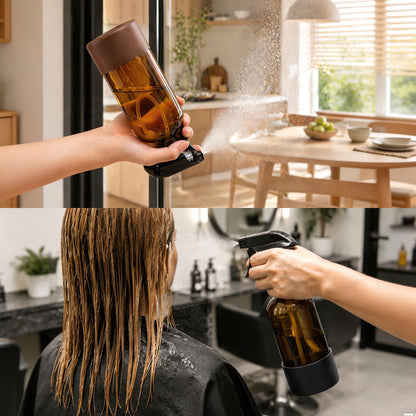 CHEODIN 360° Glass Spray Bottles 16 oz for Hair Cleaning with Silicone Sleeve, 2 Pack Amber Refillable Containers with Adjustable Spray Nozzles, Empty Spray Bottles for Plant Amber