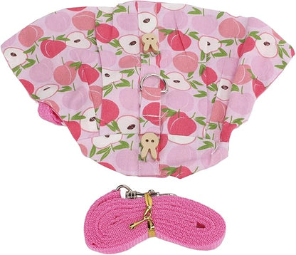 Rabbits Harness Leash Cute Breathable Pet Chest Traction Rope Set for Guinea Pigs Hedgehogs Soft Cotton Cloth Nylon Webbing Stylish Outfit (S)