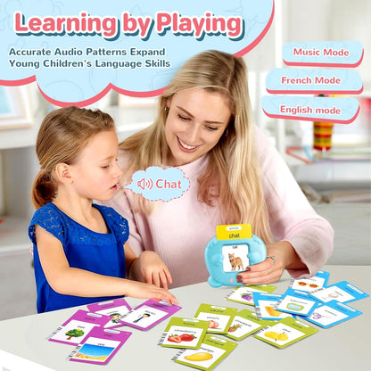 French & English Talking Flash Cards for Toddler, Learning Montessori Toys with 224 Sight Words, Speech Therapy Toys, Children's Sensory Preschool Learning Educational Birthday
