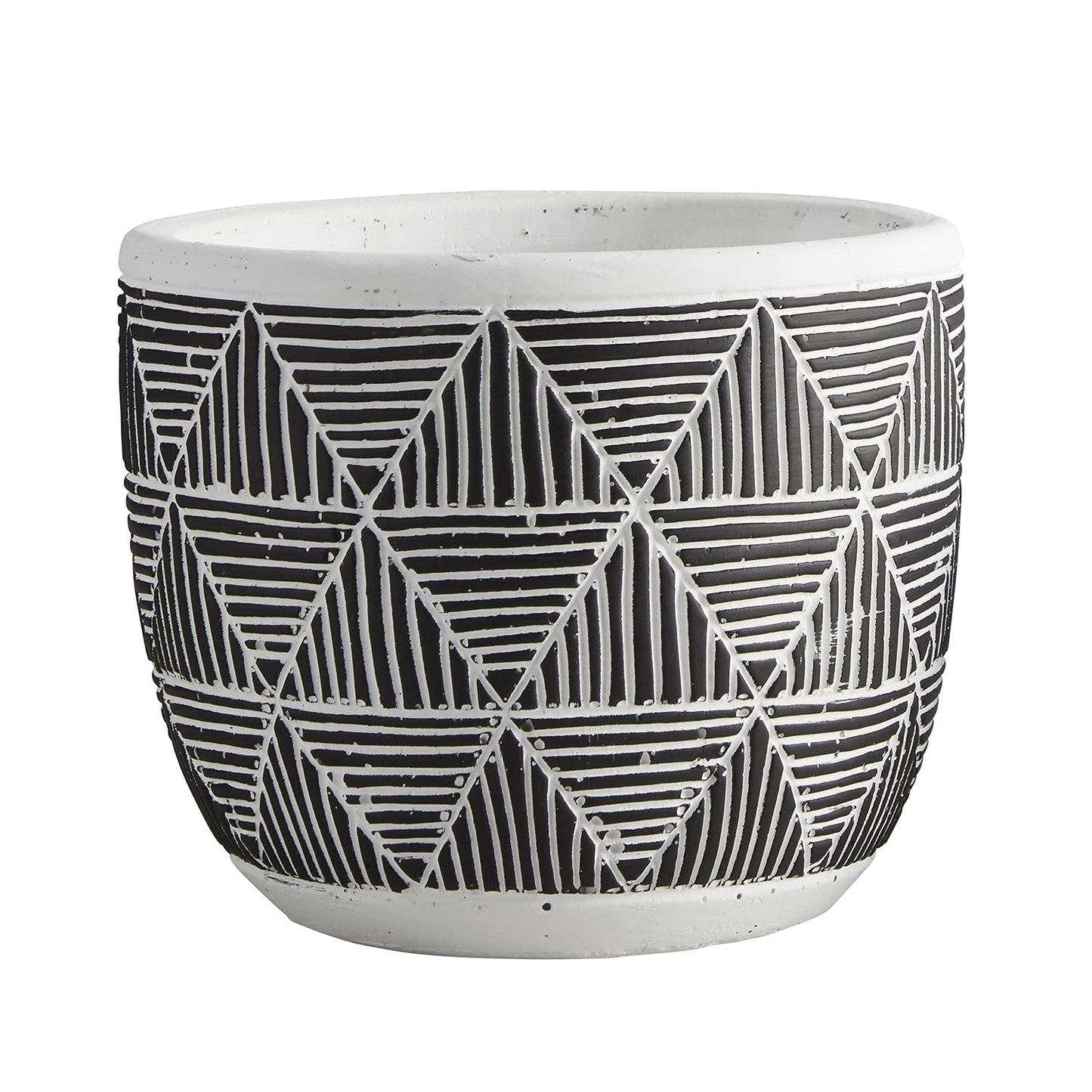 47th & Main Cement Planter Pot, 4.9" Tall, Black Geometry