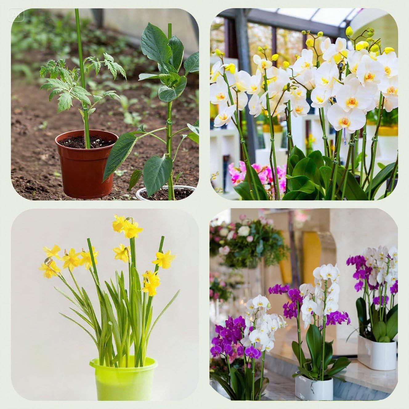 10 Pcs 16.5 Inch Bendable Metal Orchid Plant Support Stakes, Garden Flower Stakes with 15 Clips for Indoor Outdoor Potted Plants, Stem Support for Amaryllis Tomatoes Zinnias & More Flowers