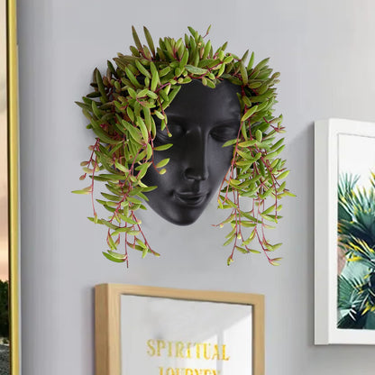 Notakia Face Planter Pot Wall Mounted Outdoor/Indoor Planter with Drainage for Succulents, Cactus, and Small Plants Unique Home Decor Gift for Friends and Family (Black)
