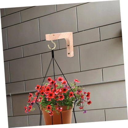 Toddmomy 2pcs Wooden Hanging Plant Brackets Wall Hooks for Indoor Outdoor Plant Hangers Heavy Duty Flowerpot Support with Natural Wood Finish