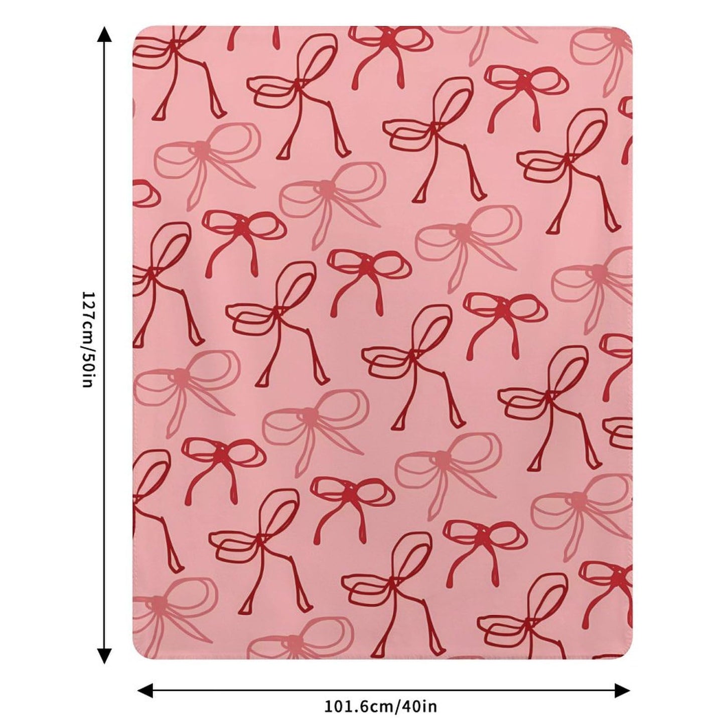 Pink Ribbon Red Bow Throw Blankets Fleece Blanket Super Soft Plush Throw Blanket Cozy Fuzzy Bed Blankets Microfiber Flannel Blankets for Couch, Bed, Sofa-40"x50"