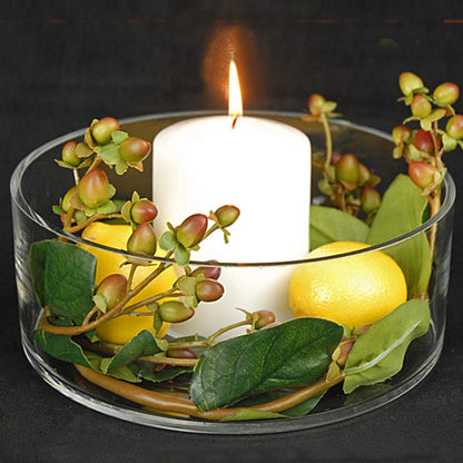 WGV Cylinder Vase, Open Width 8", Height 4", Clear Flat Pan Style Container, Planter Terrarium, Floral Centerpiece for Wedding Party Event, Home Office Decor, 1 Piece
