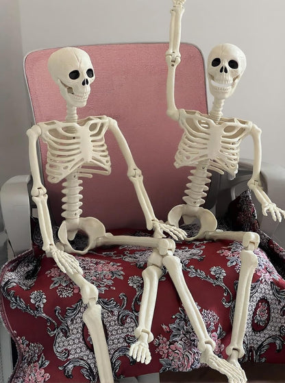 Skeleton Halloween Decorations Outdoor Indoor - 2Pcs 36" 1Pcs 16" Posable Plastic Skeleton, Movable Joints Full Body Bones,Funny Halloween Decor for Party,Porch,Haunted House,Yard, Garden,Graveyard