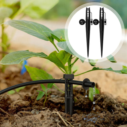 Afarnook 50 Pcs Irrigation 1/4" Tubing Stake with Bug Cap Diffuser and Locking Cap Black Irrigation Support Stakes Drip Stakes Tubing Hose Stake for Micro Sprinkler Gardens Supplies