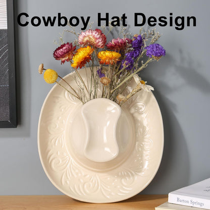 Hanging Wall planters for Indoor Plants, Ceramic Cowboy Wall vases for Flowers, for Bathroom, Living Room, Office, and Home Decor.7.9 x 7.2 x 2.4IN