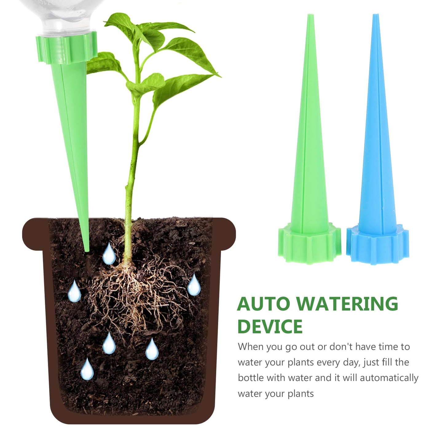 DOITOOL 16Pcs Plant Self Watering Planter Insert Spikes Stakes, Self Watering Spikes Auto Drippers Irrigation Devices, Automatic Waterer for Vacations Outdoor Indoor Potted