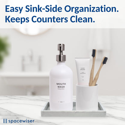 Spacewiser Countertop and Vanity Tray - Small 7.7” Silicone Tray for Soap Dispenser Bottles, Sponge Holder for Kitchen Sink Caddy Organizer, Bathroom Trays, Dish Soap Holder for Kitchen Counter, Keys