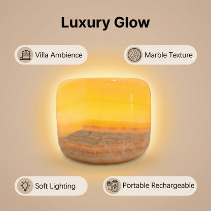 Marble Lamp Night Light Touch Bedside Table Lamp for Bedroom,Type-C Rechargeable Small Desk Bedside Small Lamps,Eye Caring Dimmable LED Ambient lamp (Amber Jade)