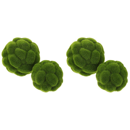 DOITOOL Green Moss Balls Decorative for Bowls - 4 Pcs Fake Moss Balls Faux Decorative Spheres for Bowl Fillers, Vase Filler, Wedding Decor, Table Arrangement, DIY Crafts (3.9" + 4.7")