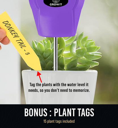 GROWIT Soil Water Monitor for Plants - Soil Moisture Meter | Hydrometer for Plants | Plant Moisture Meter Houseplants | Water Tester for Plants | Farming Indoor and Outdoor Plants-Purple