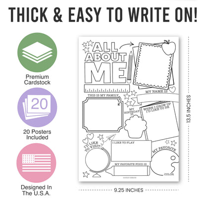 Hadley Designs All About Me Posters for Classroom Must Haves - 20 Star Student Poster, 100 Days of School Items, Star of The Week Poster Elementary Classroom Decor, End of School Year Teacher Supplies