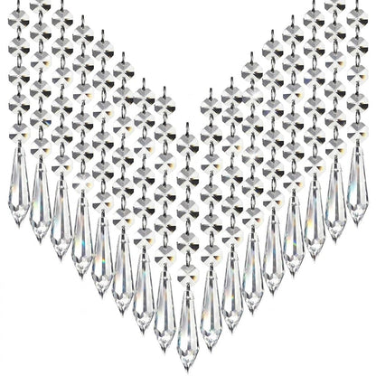 HOHIYA 30 Pack Acrylic Hanging Crystals for Centerpieces, Prism Chandelier Pendants Wedding Decorations Christmas Tree Ornaments Light Reflecting Crystal Garland for DIY Crafts & Home Decor