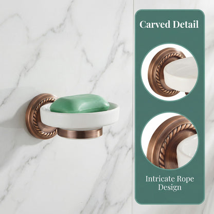 VOSAREA Ceramic Soap Holder Soap Tray Vintage Holder Wall-Mounted Dish Antique Luxury Dish for Shower Wall Rack for Bathroom