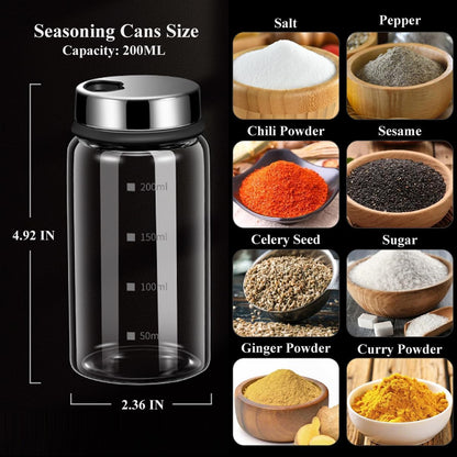 7 oz Salt and Pepper Shakers Set with Adjustable Outlet Holes Clear Glass Bottles Spice Seasoning Cans Jar for Kitchen Decor and Home Restaurant BBQ Camping Farmhouse Kitchen Accessories(5 Pcs, 200ML)