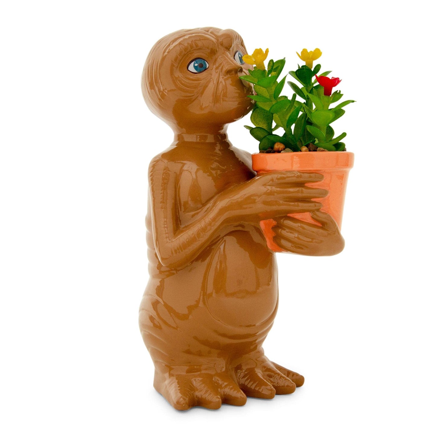 Silver Buffalo E.T. The Extra-Terrestrial 7-Inch Ceramic Planter with Artificial Succulent | | Cute Flower Pot, Faux Indoor Plants
