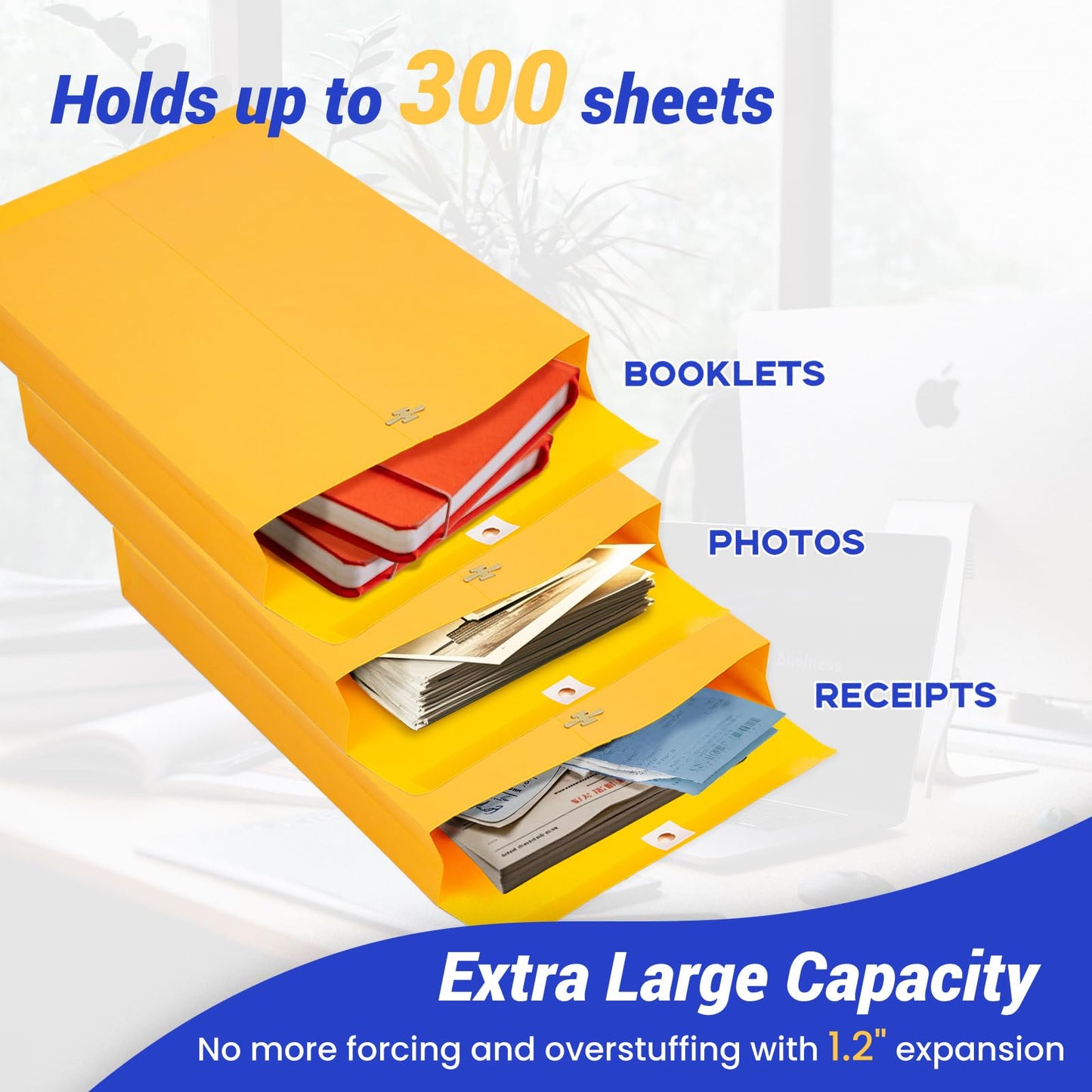 6x9 Expanding Clasp Manilla Envelopes with Gummed Seal 25 Pack, Goefun Heavy Duty 180 GSM Kraft, Resuable Small Manila Envelopes for Filing, Storage & Mailing