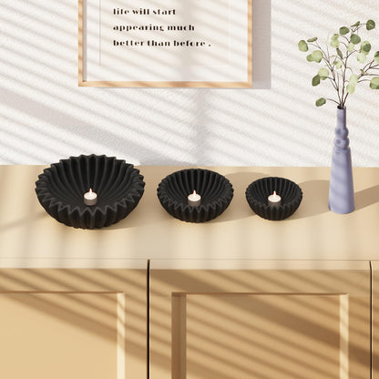 Kultilanda Small Ceramic Bowl Black Decorative Bowl, Modern Home Decor Centerpiece 6 Inches Key Jewelry Ruffle Fluted Scalloped Bowl