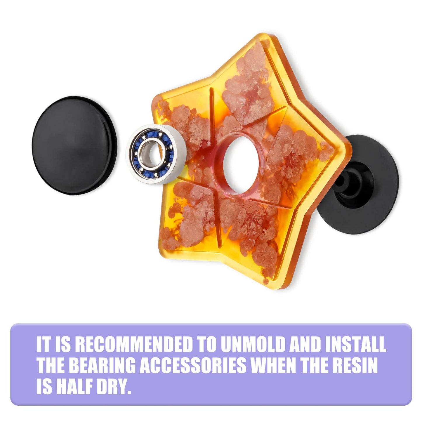 NiArt Fidget Finger Spinner DIY Epoxy Resin Casting Silicone Mold Kit 5 Molds with 10 Bearings Set, Stress Reliever Hand Fidget Toy Gift for Kids and Adults Art Crafts Home Decorations Jewelry (Set B)