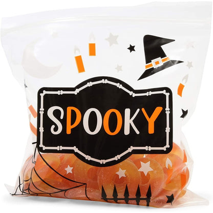 Spooky Central Resealable Treat & Snack Bags - 7.25 x 6.7 In Clear Plastic - 120 Pack - Zip Top & Reusable Bulk Party Favor & Candy Packaging Pouches
