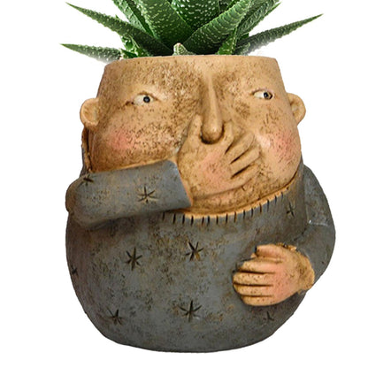 Big Heads Planter - Girl Face Planter, Cute Face Heads Planter Resin Cactus Holder Planter | Girl Planter Heads Pot, Indoor Unique Face Flower Planter Boys Girls
