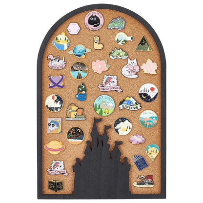 BENECREAT 15x10 Inch Castle Pin Board Corkboard, Arch Design Brooch Display, Wall Mountable Bulletin Board for Office Home Decor