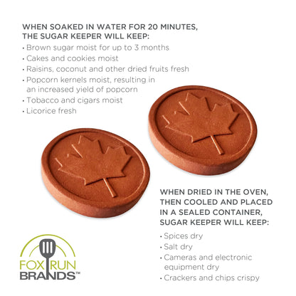 Fox Run Terracotta Brown Sugar Keeper and Saver, Maple Leaf, Set of 2