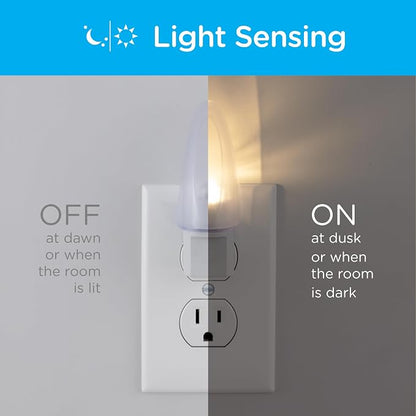 Lights by Night Plug in LED Night Light, Nightlight Plug into Wall, Dusk to Dawn Sensor, Warm White, Bedroom, Bathroom, Nursery, Hallway, Kitchen, UL Safety Listed, 11375