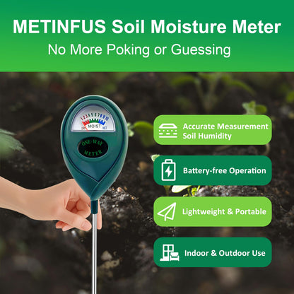 METINFUS Pack of 4 Green Soil Moisture Meter for Plants, Soil Meter, Soil Tester, Hygrometer for Garden, Farm, Lawn, Ideal for Beginners & Indoor Plant Enthusiasts, No Battery Required