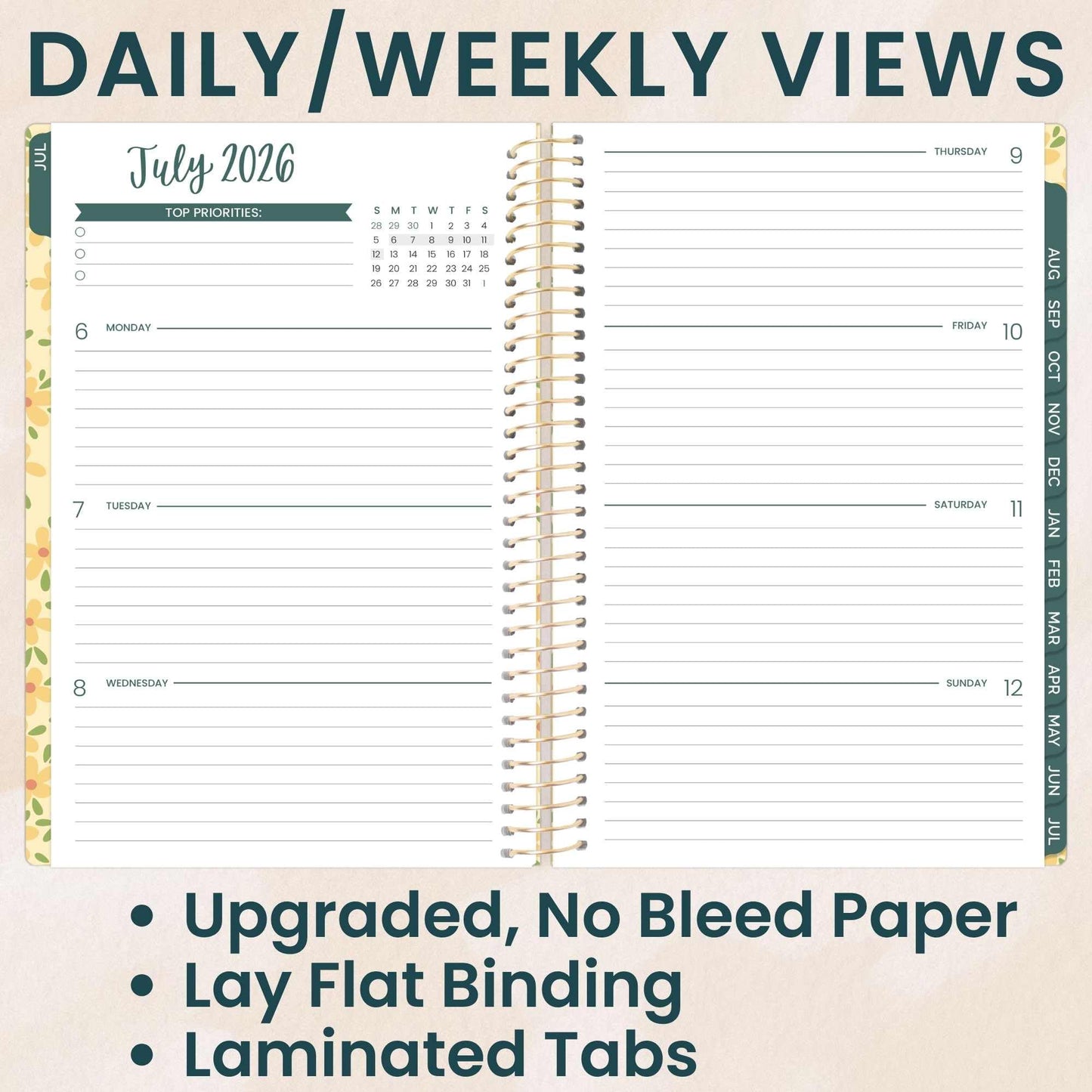 bloom daily planners 2026-2027 Planner - Academic Year (July 2026 - July 2027) Monthly & Weekly Soft Cover Planner for Women - 13 Month Agenda Book with Stickers - 5.5" x 8.25" - Butter Yellow Daisies