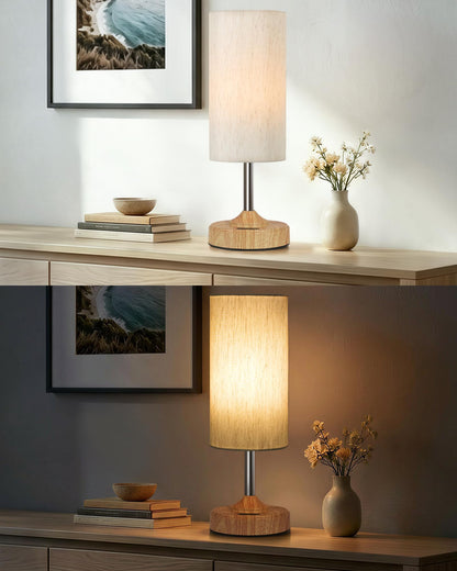 EZVALO Cordless Table Lamp, Ambient Light, Wood-Grain Finish, Dimmable, Touch, Timer, 2700K, Decor, Portable, Wireless, Rechargeable, Battery Operated, Bedside, Kitchen Lamp, for Dining Table, Counter