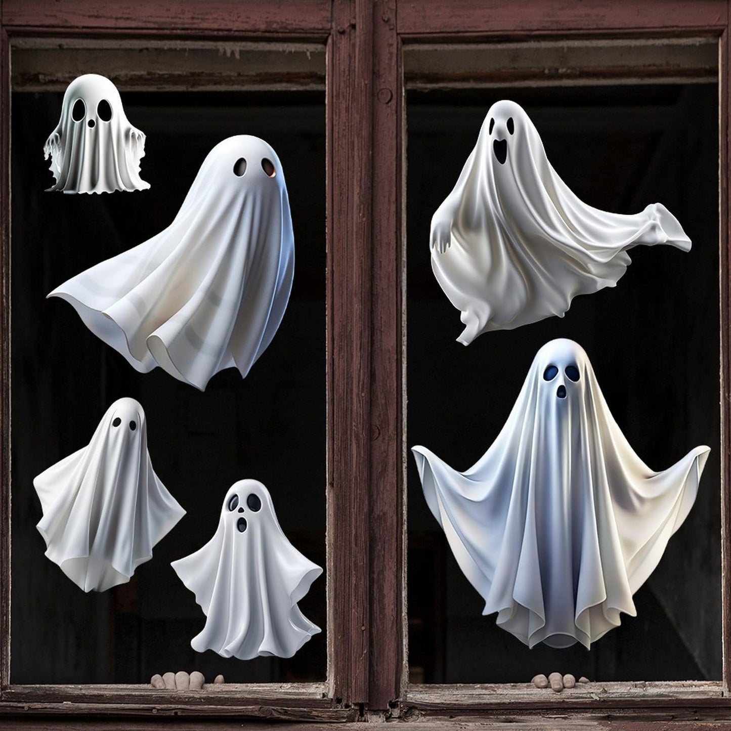 1 Sheet Halloween Ghost Window Clings for Glass Windows, Cute Ghost Window Stickers, Ghost Decal Window Clings Static Cling Decal for School Home Office Decoration Halloween Party Supplies