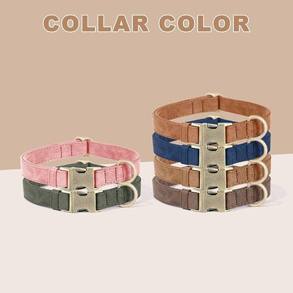 Genuine Leather Dog Collar - Adjustable Pet Collar with Quick Release Metal Buckle, Soft Skin Friendly Real Leather Collar for Small, Medium, Large Dogs (Brown, L：Fit 15-23" Neck)