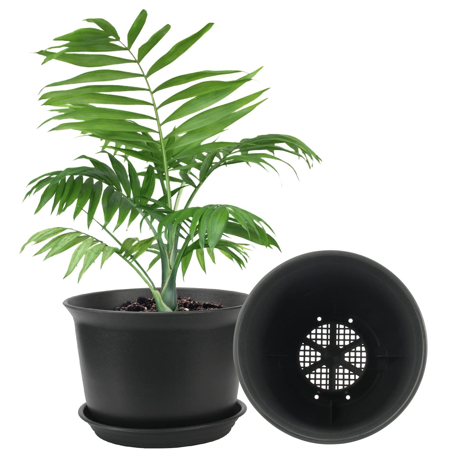 ZOUTOG 8 Inch Pots for Plants, Plastic Flower Planter, Large Plant Pot with Drainage Hole and Tray, Pack of 8, Plants not Included