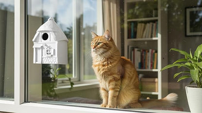 Bird House for Outside Clearance, Bird House for Outside, Composite Material Wren House, Water Proof Wall Tree Window Multi-moutable for Viewing Inside,, 10 Years Performance, White 1.25" Hole