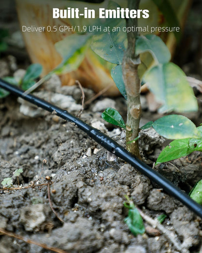 Pawfly 50 ft. 1/4" PE Irrigation Dripline Tubing, Black Polyethylene Distribution Line, Quick-Connect Compatible Drip Hose for Small Garden & Potted Plants