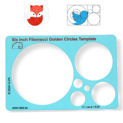 6" Circle Stencil Template — Golden Ratio Tool for Drawing — Fibonacci Template — Geometric Stencil for Art, Drafting and Quilting — Clear PETG — Made in Australia