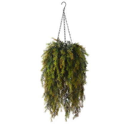 ZFProcess Artificial Faux Hanging Plants Basket for Spring Outdoor Decoration, Fake Seaweed Plant UV Resistant Look Real for Outside Porch Home Patio Balcony Yard(Brownish Green)
