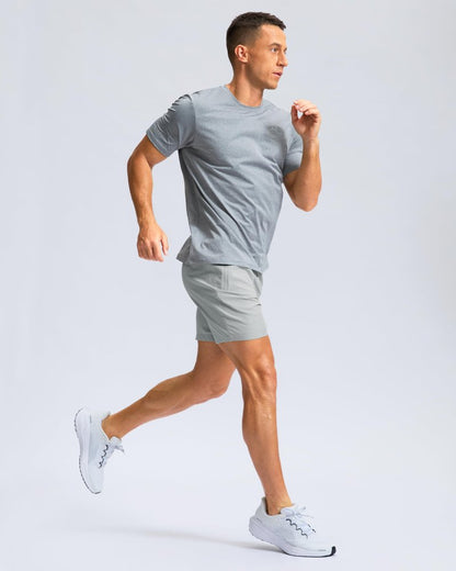 G Gradual Men's Athletic Running Shorts with Zipper Pockets Quick Dry 7"/ 5"/ 9" Workout Gym Shorts for Basketball Hiking(Platinum Grey,5XL)
