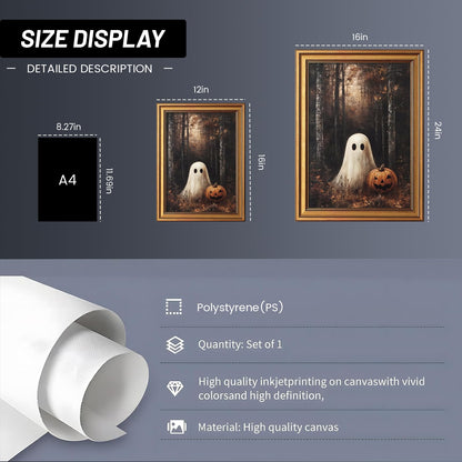YHCTHT Gold Framed Halloween Wall Art, Ghosts Pumpkin Pictures Wall Decor