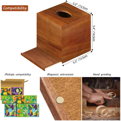 BIBELUN Square Tissue Box Cover,Acacia Wood Tissue Box Holder for Desktop Nightstand Bathroom Office,Decorative Facial Tissue Cube Box Cover/Organizer for Modern Home Decor
